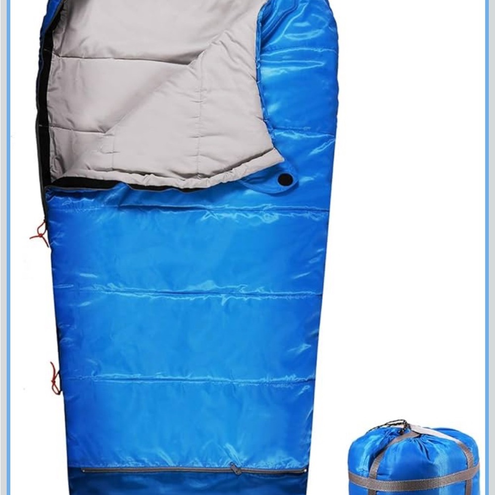 Blue Sleeping Bag with Gray Lining